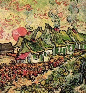 Vincent Van Gogh - Thatched Cottages in the Sunshine