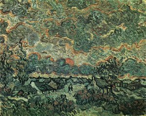 Vincent Van Gogh - Cottages And Cypresses Reminiscence Of The North 1890