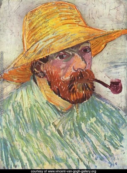Self Portrait with Straw Hat and Pipe 2
