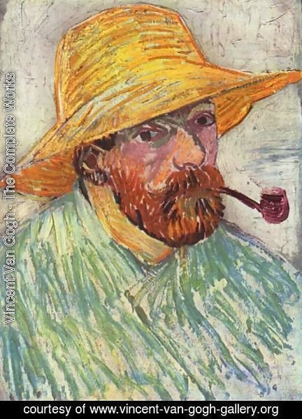 Vincent Van Gogh - Self Portrait with Straw Hat and Pipe 2