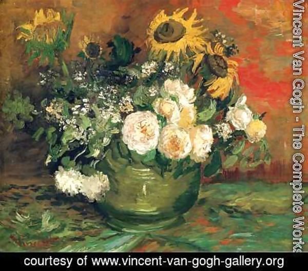 Vincent Van Gogh - Still life with roses and sunflowers