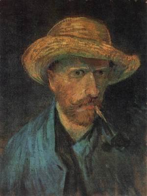 Vincent Van Gogh - Self-Portrait with Straw Hat and Pipe 3