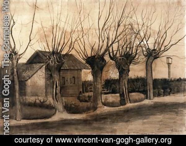 Vincent Van Gogh - Small House on a Road with Pollar Willows