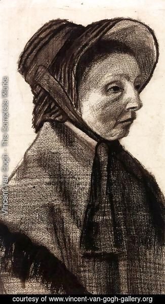Vincent Van Gogh - Bust of a Woman with Hat Facing Right