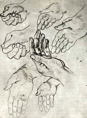 Vincent Van Gogh - Study Sheet with Seven Hands