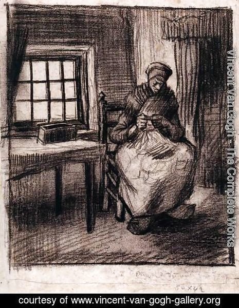 Vincent Van Gogh - Peasant Interior with a Woman Knitting