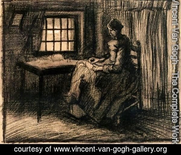 Vincent Van Gogh - Peasant Interior with a Woman Sewing