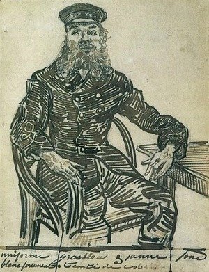 Joseph Roulin, Sitting in a Cane Chair, Three-Quarter-Length