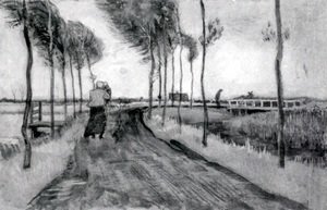 Vincent Van Gogh - Landscape with Woman Walking