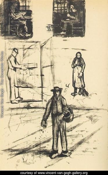 Woman near a Window twice, Man with Winnow, Sower, and Woman with Broom