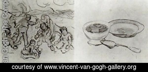Vincent Van Gogh - Sheet with Sketches of Figures