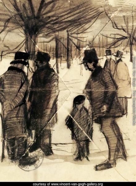 Five Men and a Child in the Snow