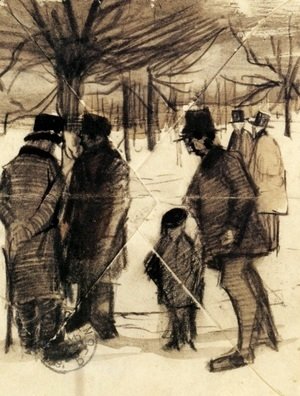 Five Men and a Child in the Snow