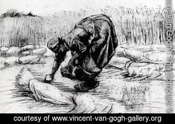 Vincent Van Gogh - Peasant Woman, Stooping between Sheaves of Grain