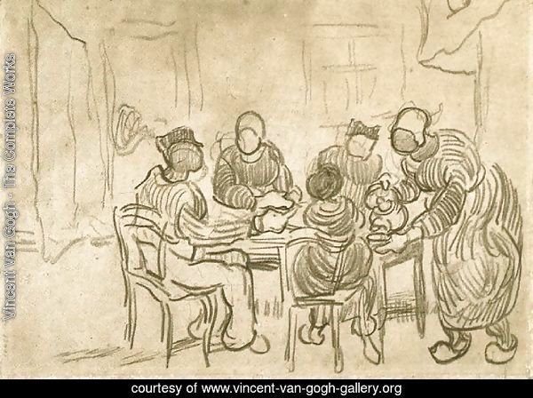 Sketch of the Painting The Potato Eaters