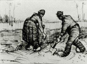 Vincent Van Gogh - Peasant Man and Woman Planting Potatoes 2
