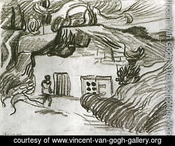 Vincent Van Gogh - Houses among Trees with a Figure
