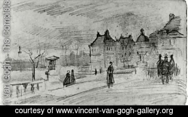 Vincent Van Gogh - People Walking in Front of the Palais du Luxembourg