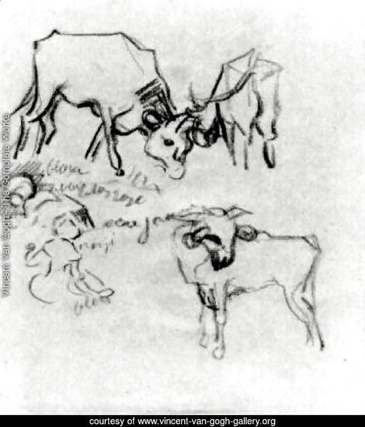 Sketch of Cows and Children