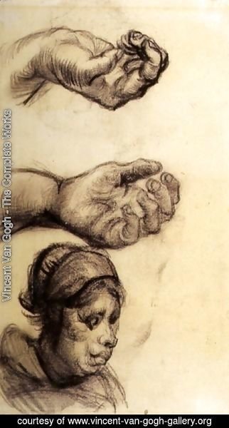 Vincent Van Gogh - Two Hands and a Woman s Head