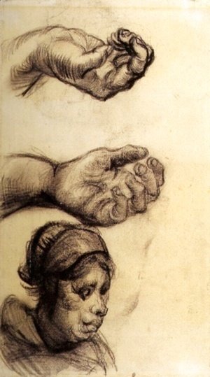 Two Hands and a Woman s Head