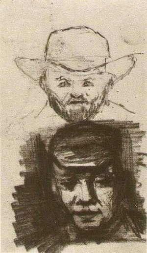 Vincent Van Gogh - Two Heads Man with Beard and Hat Peasant with Cap