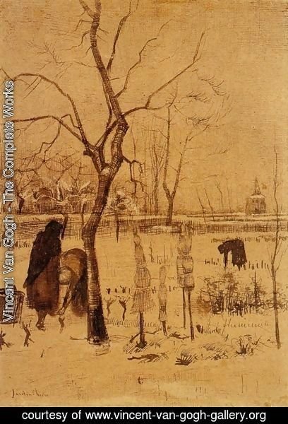 Vincent Van Gogh - Parsonage Garden in the Snow with Three Figures