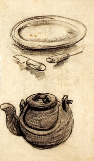 Plate with Cutlery and a Kettle