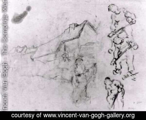 Vincent Van Gogh - Sketches of a Cottage and Figures