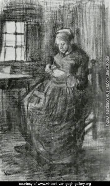 Interior with Peasant Woman Sewing 2