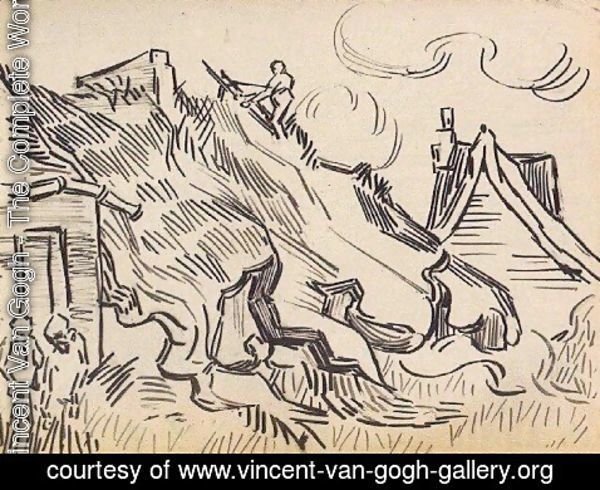 Vincent Van Gogh - Cottages with Thatched Roofs and Figures