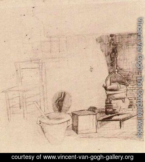 Vincent Van Gogh - Unfinished Sketch of an Interior with a Pan above the Fire