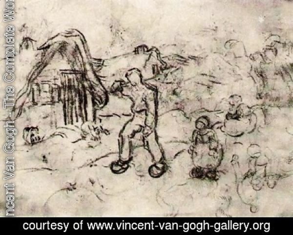 Vincent Van Gogh - Sketches of a Cottage and Figures 2