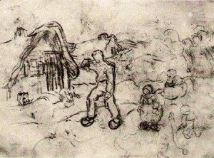 Vincent Van Gogh - Sketches of a Cottage and Figures 2