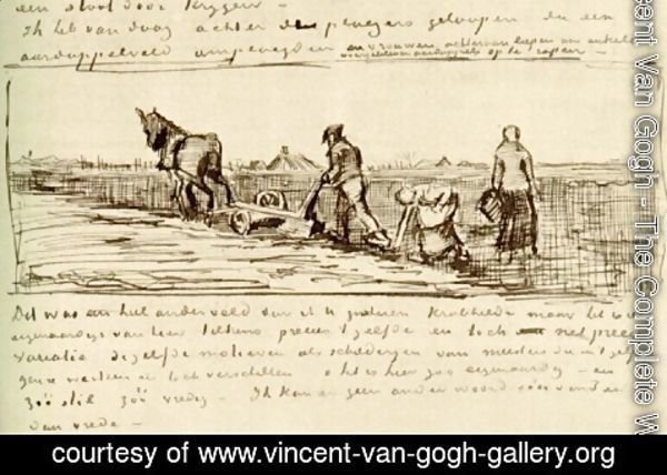Vincent Van Gogh - Plowman with Two Women