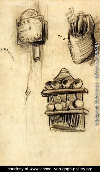 Vincent Van Gogh - Clock, Clog with Cutlery and a Spoon Rack