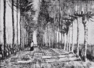 Lane with Trees and One Figure