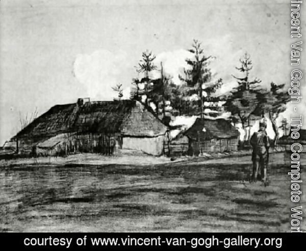 Vincent Van Gogh - Farmhouse with Barn and Trees