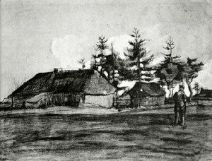 Farmhouse with Barn and Trees