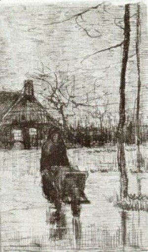 Vincent Van Gogh - Woman with Wheelbarrow at Night