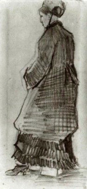 Woman with Hat, Coat and Pleated Dress