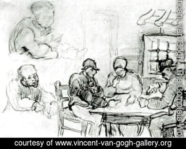 Vincent Van Gogh - Sheet with Peasants Eating and Other Figures