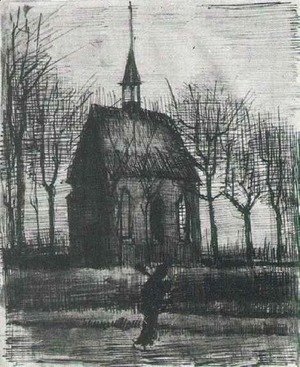 Vincent Van Gogh - Church in Nuenen, with One Figure