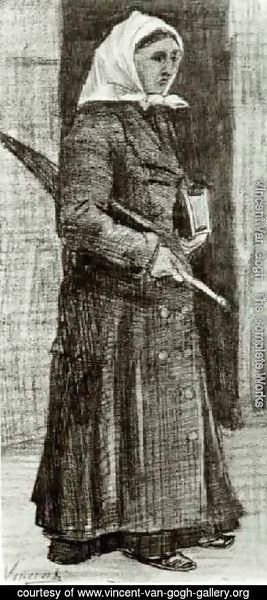Vincent Van Gogh - Sien with Umbrella and Prayer Book