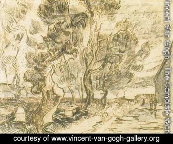 Vincent Van Gogh - A Corner of the Asylum and the Garden with a Heavy, sawn-off Tree