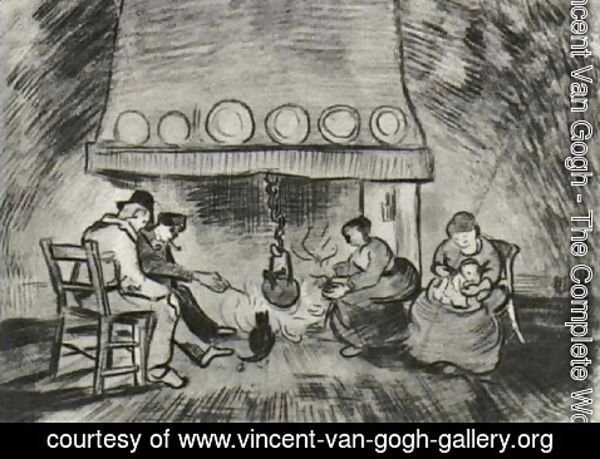 Vincent Van Gogh - Interior of a Farm with Figures at the Fireside