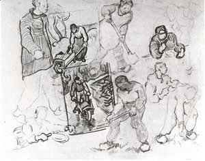 Vincent Van Gogh - Sheet with Sketches of Working People