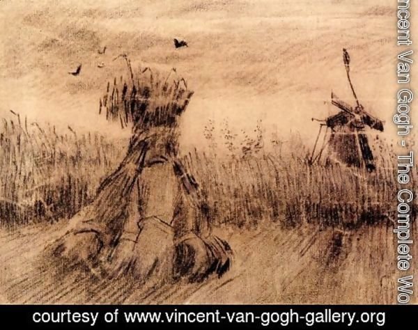 Vincent Van Gogh - Wheatfield with a Stook and a Mill