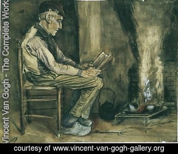 Vincent Van Gogh - Farmer sitting at the fireside and reading