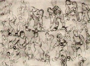 Sheet with Numerous Figure Sketches